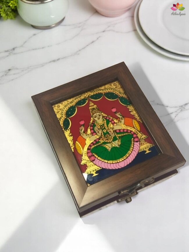 Tanjore style reverse glass paint jewel box - Image 2