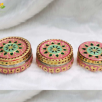 Oxidised Pink colour flower steel box