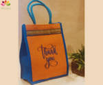 thank you print jute bag with zari