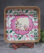 Square Pichwai metal tray with 2 Jars - Image 4