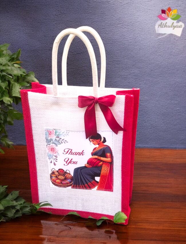 Babyshower Jute bag with Bow