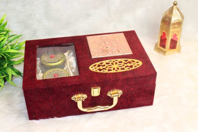 Velvet Suitcase Dry fruit box (2) Velvet Suitcase Dry fruit box - Image 2