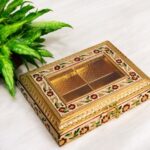 Golden Meenakari Transparent Dry fruit box