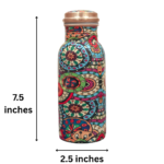 Copper Bottle - 650 ml -Mandala Print - Image 2