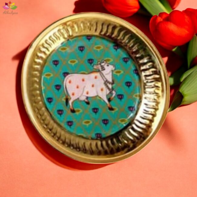 Pichwai Brass Tray  - Small - Image 6