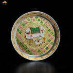 Stainless Steel Pichwai Meenakari Pooja Plate-7 inches - Image 6