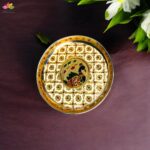 Stainless Steel Peacock Meenakari Pooja Plate-7 inches
