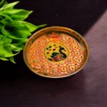 Stainless Steel Peacock Meenakari Pooja Plate-7 inches - Image 2