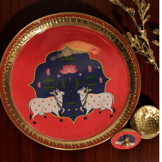 Rs.130 (4) Pichwai Brass Tray  - Big - Image 2