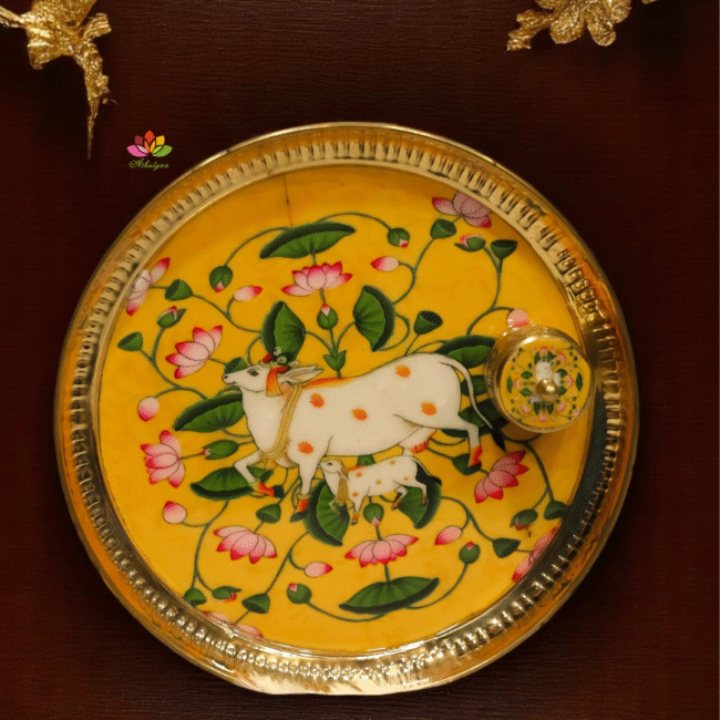 Rs.130 (5) Pichwai Brass Tray  - Big - Image 1