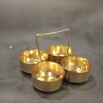Brass 4 bowl set with handle