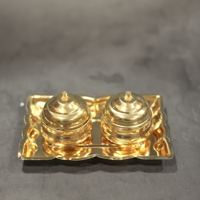 Brass Twin Haldi kumkum Platter - Image 2