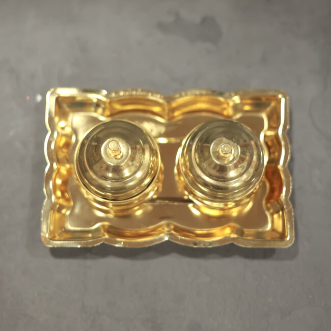 Brass Twin Haldi kumkum Platter - Image 3