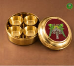 Brass Mini Pooja Box with twin parrot print - Image 3