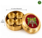 Brass Mini Pooja Box with twin parrot print - Image 2