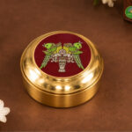 Brass Mini Pooja Box with twin parrot print