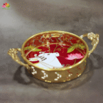 Brass Tray with Pichwai Print-6 inches - Image 4