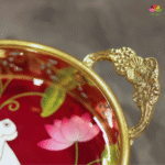 Brass Tray with Pichwai Print-6 inches - Image 2
