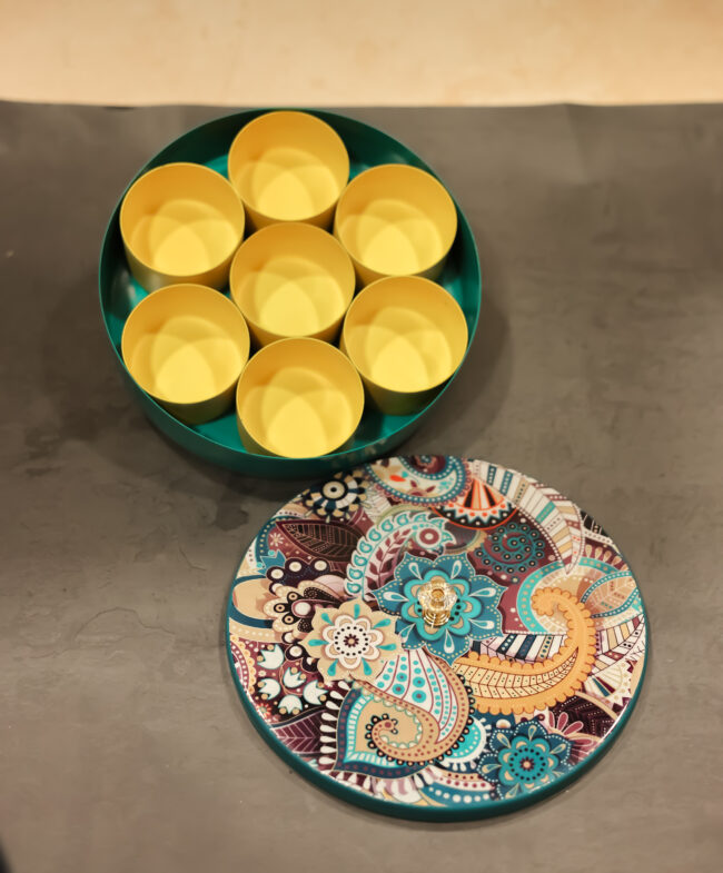 Mandala Print Masala Box - turquoise blue - Image 2