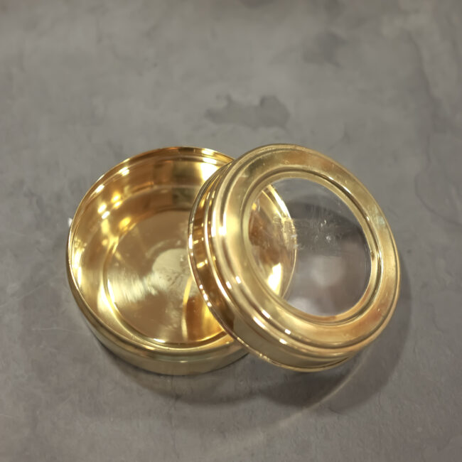 Brass Mini Pooja Box with transparent lid - Image 2