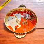 Brass Tray with Pichwai Print-6 inches - Image 8