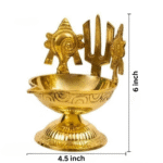 Brass Traditional Diya with Shankh Chakra Naamam - Image 3
