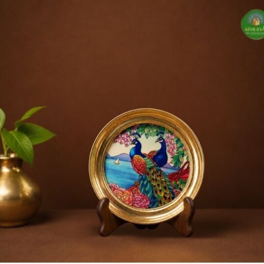 Brass plate - 5 inches - Lotus Bloom & Pichwai Design