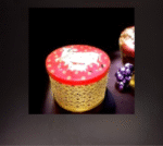 Round Metal Box with Pichwai print