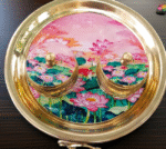 Brass Tray with Pichwai twin kukum box - Image 3