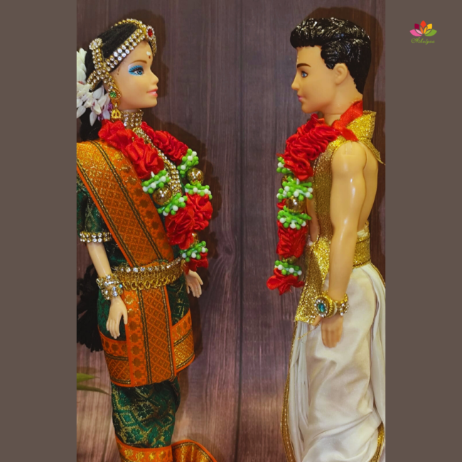 Iyer Style Wedding Couple Dolls with base - Image 4