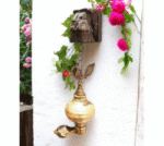 Brass Hanging Diya with Peacock Design