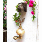 Brass Hanging Diya with Peacock Design