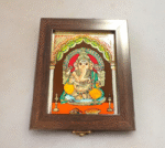 Ganesha Tanjore reverse glass paint jewel box