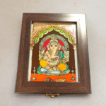 Ganesha Tanjore reverse glass paint jewel box