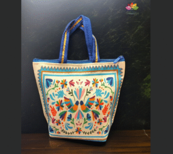 Madhubani printed bag with sturdy handles