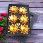 Brass Lotus Diwali Diya Set of 6