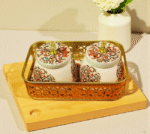 Pichwai Oval Tray with matching Twin Jars