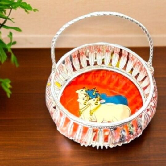 German Silver Pichwai Basket