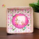 Square Pichwai German Silver Tray