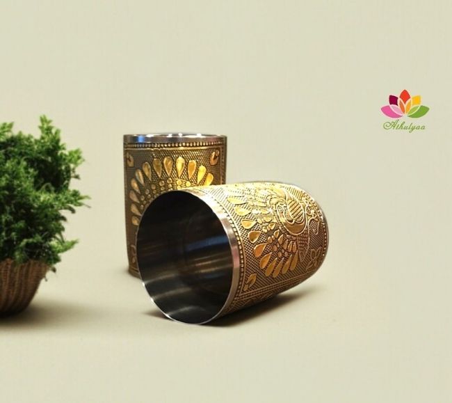 steel glass Peacock Oxidized Steel Glass - Image 1