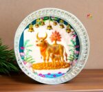 German Silver Pichwai Tray Cow And Calf - Image 3