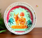 German Silver Pichwai Tray Cow And Calf - Image 4