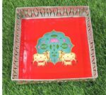 Square Pichwai German Silver Tray - Image 5