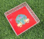 Square Pichwai German Silver Tray - Image 2