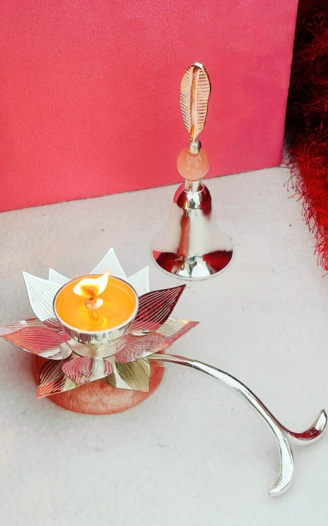 Lotus Diya With Bell - Image 2