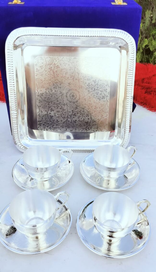 German Silver Tea Set with Tray - Image 3