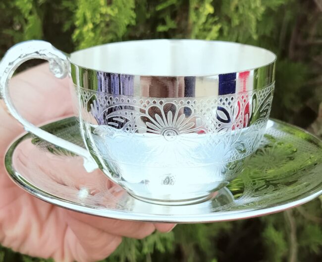 German Silver Tea Set with Tray - Image 2