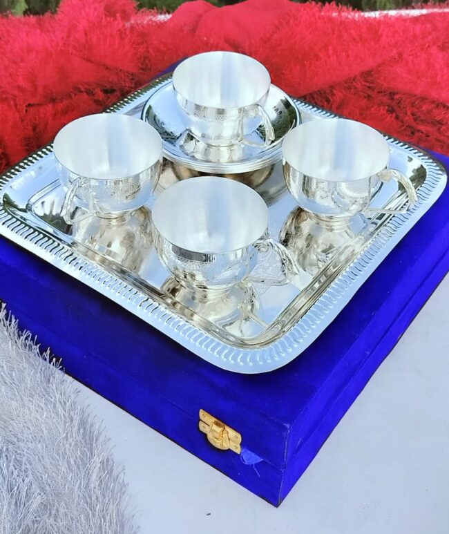 German Silver Tea Set with Tray - Image 4