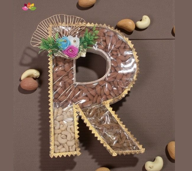 letter monogram dry fruit hamper (2) Letter Monogram Dry fruits Pack - Image 1