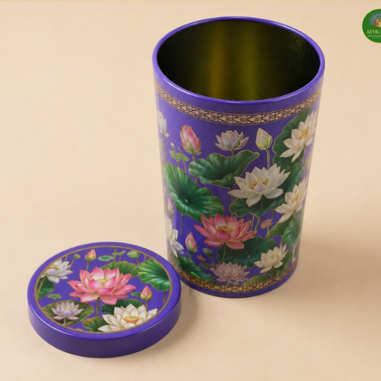 Lotus Printed Tin Box